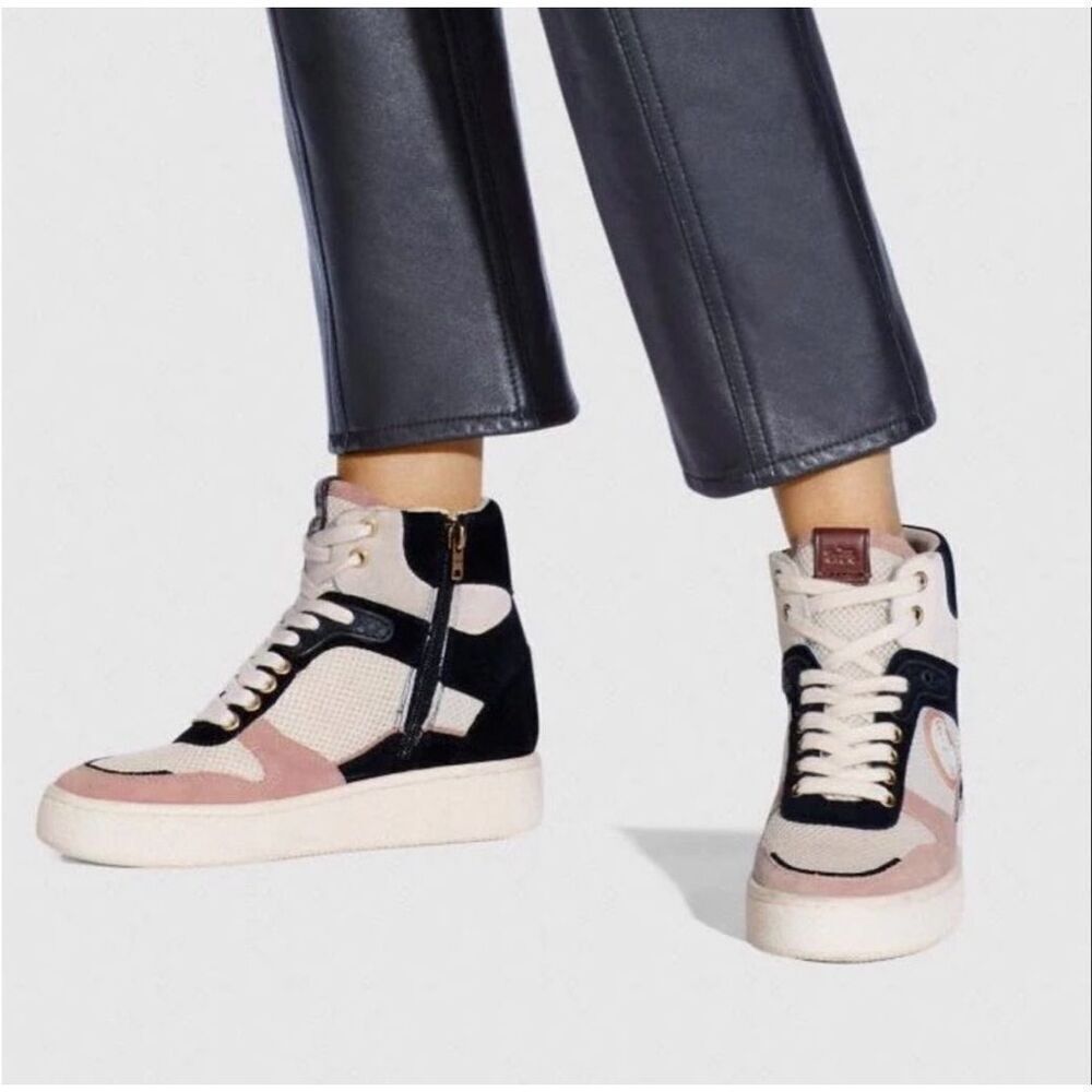 Coach women’s C220 Wedge Sneakers pin black suede size 9.5